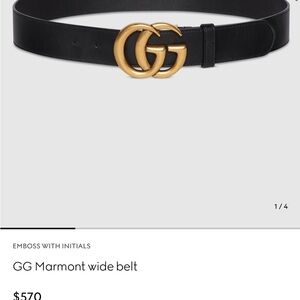 Gucci Black Leather Belt with Gold GG Buckle